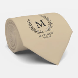 Champagne Elegante Lauwerier Bruidegom Bruiloft Mo Stropdas