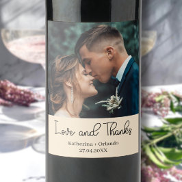 Champagne Elegante Trouwliefde en Dank Foto Wijn Etiket
