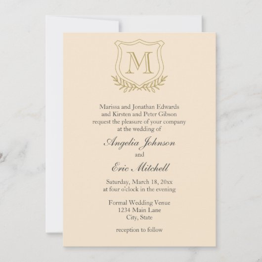 Champagne en Antiek gouden bruiloft Kaart (Voorkant)