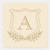 Champagne en Antiek Gouden Monogram Bruiloft Vierkante Sticker (Voorkant)