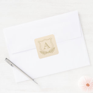 Champagne en Antiek Gouden Monogram Bruiloft Vierkante Sticker