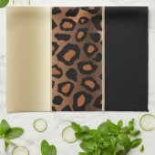 Champagne en Black Leopard Animal Print Theedoek (Gevouwen)