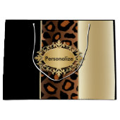 Champagne en Black Leopard Pattern Large Cadeautasje (Voorkant)