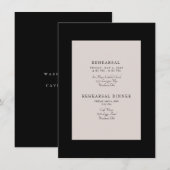 Champagne en Black Wedding Elegant Rehearsal Invi Kaart (Voorkant / Achterkant)