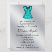 Champagne en Blauwgroen Blue Corset Bachelorette P Kaart (Achterkant)