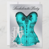 Champagne en Blauwgroen Blue Corset Bachelorette P Kaart (Voorkant)