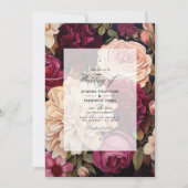 Champagne en Bourgondië Floral bruiloft Kaart (Voorkant)