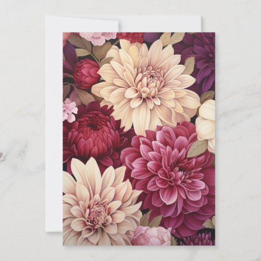 Champagne en Bourgondië Floral bruiloft Kaart (Achterkant)