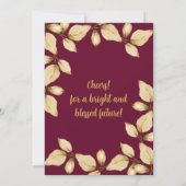 Champagne en Bourgondische Rozen Gouden bladeren V Kaart (Achterkant)