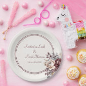 Champagne en Burgandy Bloemen Bruiloft Papieren Bordje (Feest)