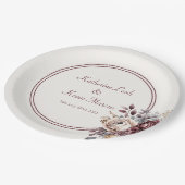 Champagne en Burgandy Bloemen Bruiloft Papieren Bordje (Gekanteld)