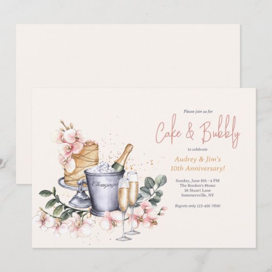 Champagne en cake kaart (Voorkant / Achterkant)