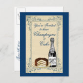 Champagne- en Cake-partij Uitnodiging Briefkaart (Voorkant / Achterkant)