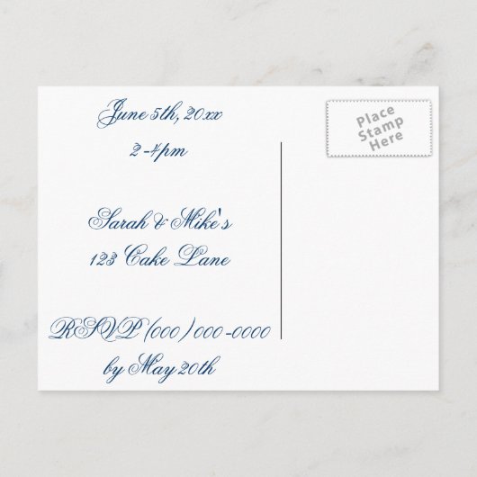 Champagne- en Cake-partij Uitnodiging Briefkaart (Achterkant)