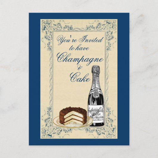 Champagne- en Cake-partij Uitnodiging Briefkaart (Voorkant)