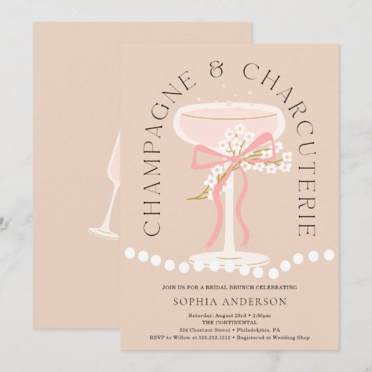 Champagne en Charcuterie Vrijgezellenfeest Kaart (Voorkant / Achterkant)