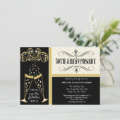 Champagne en Chevron 50e Jubileum Uitnodigingen (Staand voorkant)