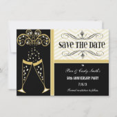Champagne en Chevron Save the Date Invitation (Voorkant)