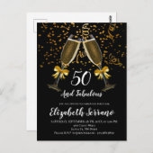 Champagne en Confetti Black Gold 50e verjaardag Briefkaart (Voorkant / Achterkant)