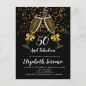 Champagne en Confetti Black Gold 50e verjaardag Briefkaart (Voorkant)