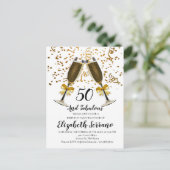 Champagne en Confetti Gold 50e verjaardag Briefkaart (Staand voorkant)