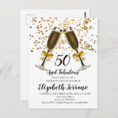 Champagne en Confetti Gold 50e verjaardag Briefkaart (Voorkant / Achterkant)