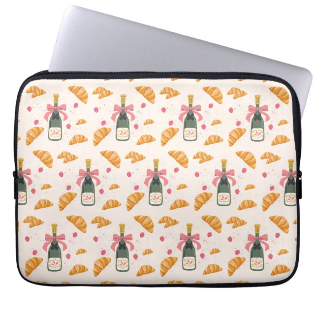 Champagne en Croissants Laptop Sleeve (Voorkant)