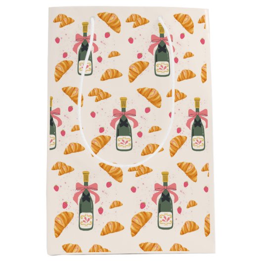 Champagne en croissants medium cadeauzakje (Voorkant)