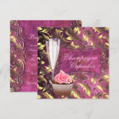 Champagne en Cupcakes Bruidsdouche Kaart (Voorkant / Achterkant)