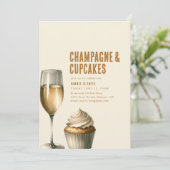 Champagne en Cupcakes Brunch Uitnodigen Kaart (Staand voorkant)