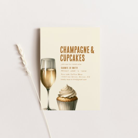 Champagne en Cupcakes Brunch Uitnodigen Kaart