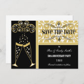 Champagne en Damask bewaren de datum-uitnodiging Save The Date (Voorkant / Achterkant)
