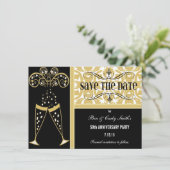 Champagne en Damask bewaren de datum-uitnodiging Save The Date (Staand voorkant)