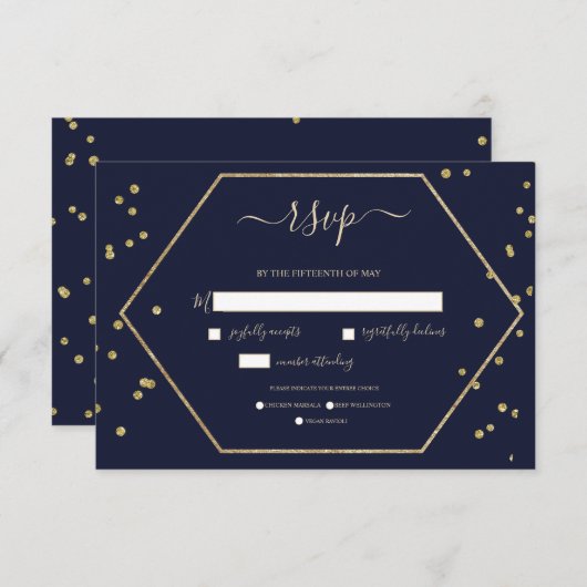 Champagne en Deep Blue RSVP (Voorkant / Achterkant)