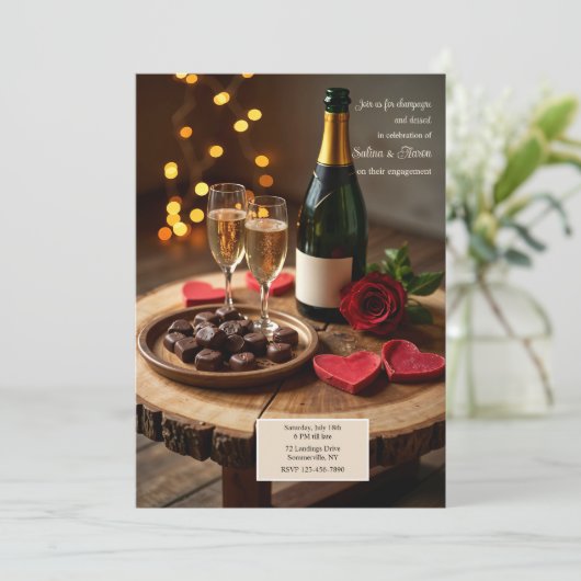 Champagne en dessert kaart (Staand voorkant)