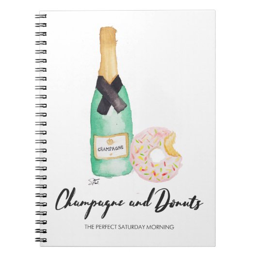 Champagne en Donuts Waterverf notebook Notitieboek (Voorkant)