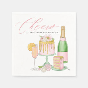 Champagne en Drip Cake Lente Bruiloftsborrel Servet