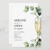 Champagne en Eucalyptus Engagement Party Kaart (Voorkant / Achterkant)