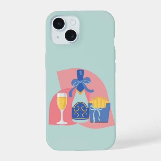 Champagne en friet Bougie iPhone 15 Case (Achterkant)