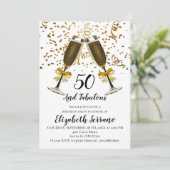 Champagne en Gold Confetti White 50e verjaardag Kaart (Staand voorkant)