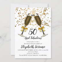 Champagne en Gold Confetti White 50e verjaardag