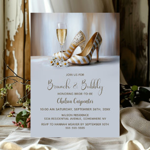 Champagne en gouden gestreepte schoenen Brunch en Kaart