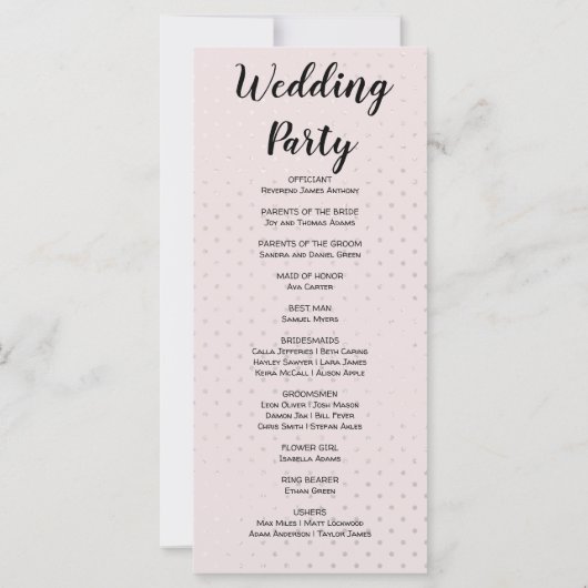 Champagne en Gouden Polka Dots Bruiloft Programma (Achterkant)