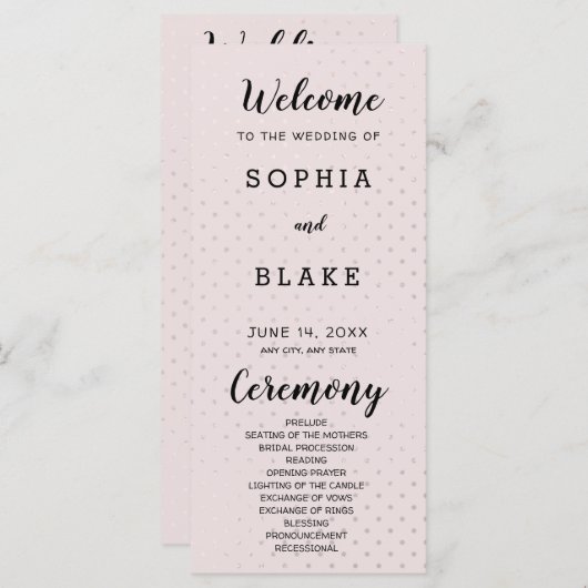 Champagne en Gouden Polka Dots Bruiloft Programma (Voorkant / Achterkant)