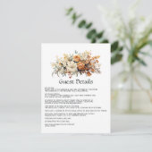 Champagne en Ivoor Bloemen Bruiloft Gast Details Informatiekaartje (Staand voorkant)