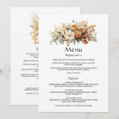 Champagne en Ivoor Bloemen Bruiloft Menu (Voorkant / Achterkant)