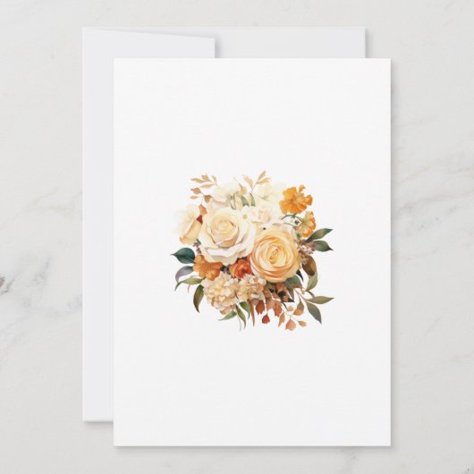 Champagne en Ivoor Bloemen Bruiloft Save The Date (Achterkant)