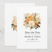 Champagne en Ivoor Bloemen Bruiloft Save The Date (Voorkant / Achterkant)