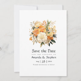 Champagne en Ivoor Bloemen Bruiloft Save The Date