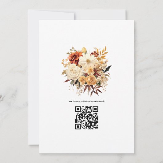 Champagne en Ivoor Floral bruiloft uitnodiging (Achterkant)